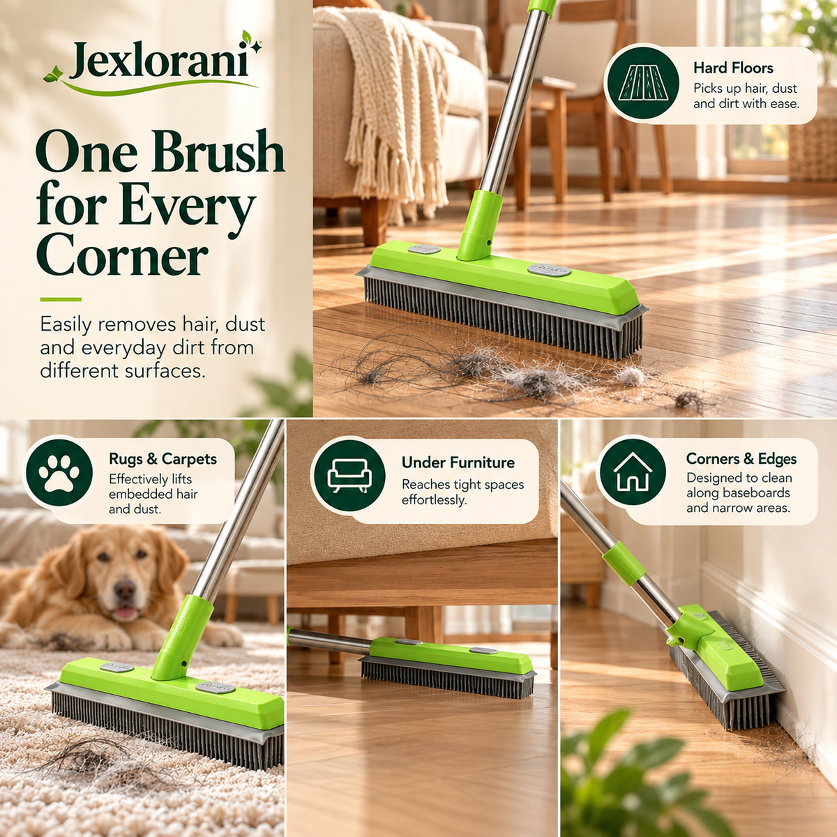 Jexlorani® Multi-Surface Rubber Cleaning Broom