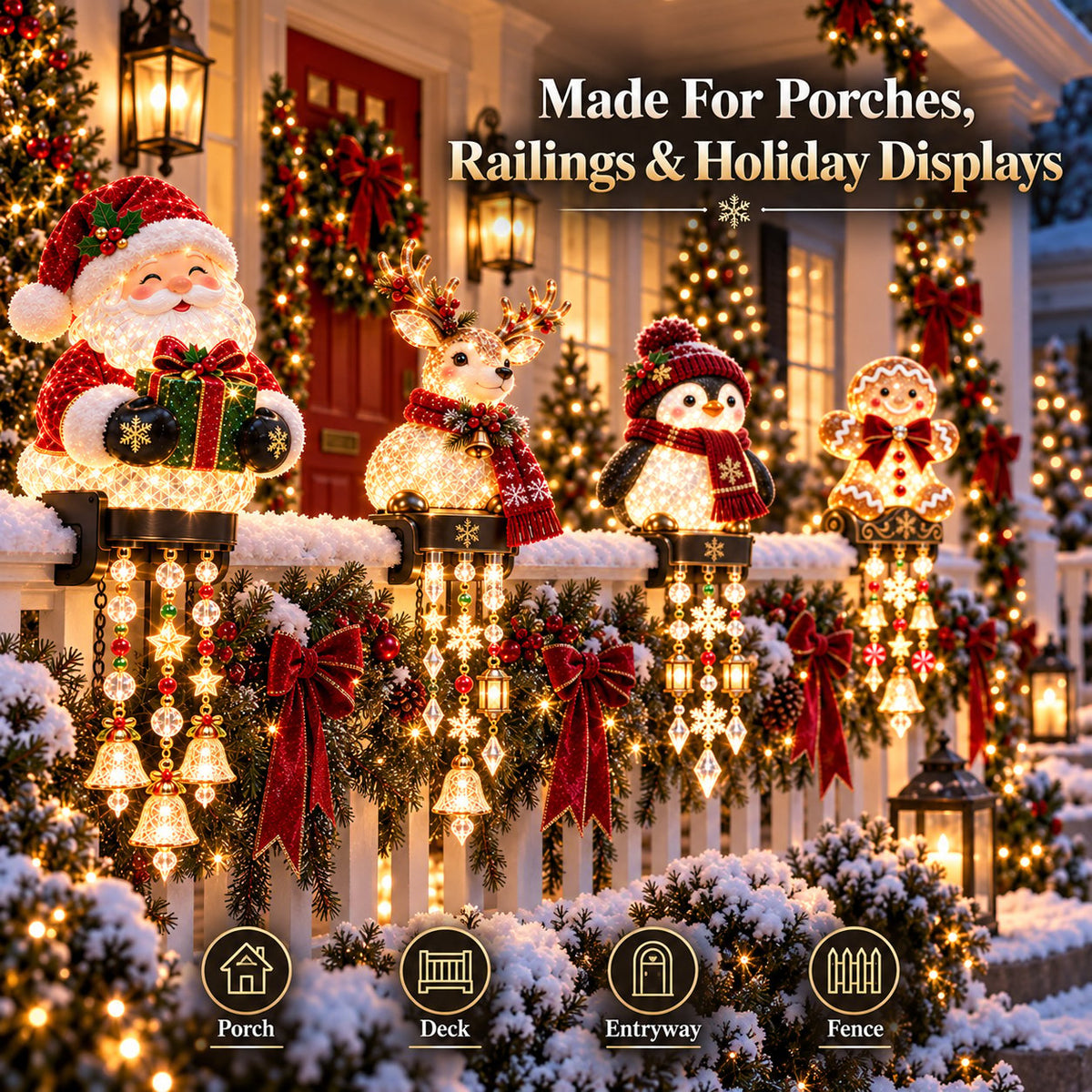 Jexlorani® Christmas Porch Railing Lights