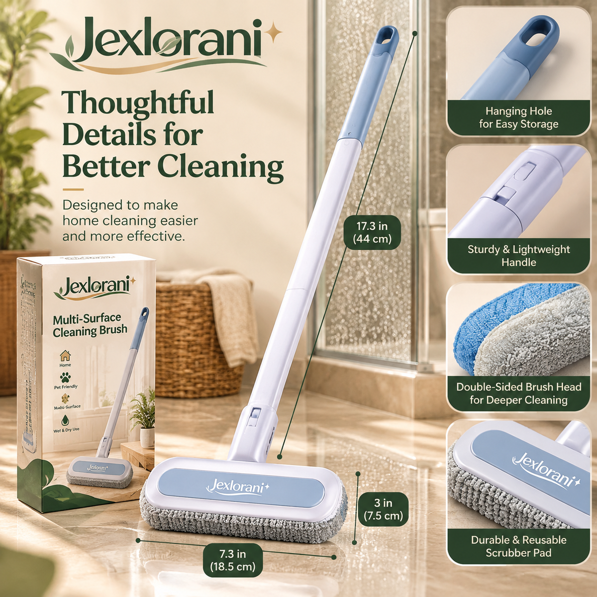 Jexlorani® Long Handle Fabric Cleaning Brush