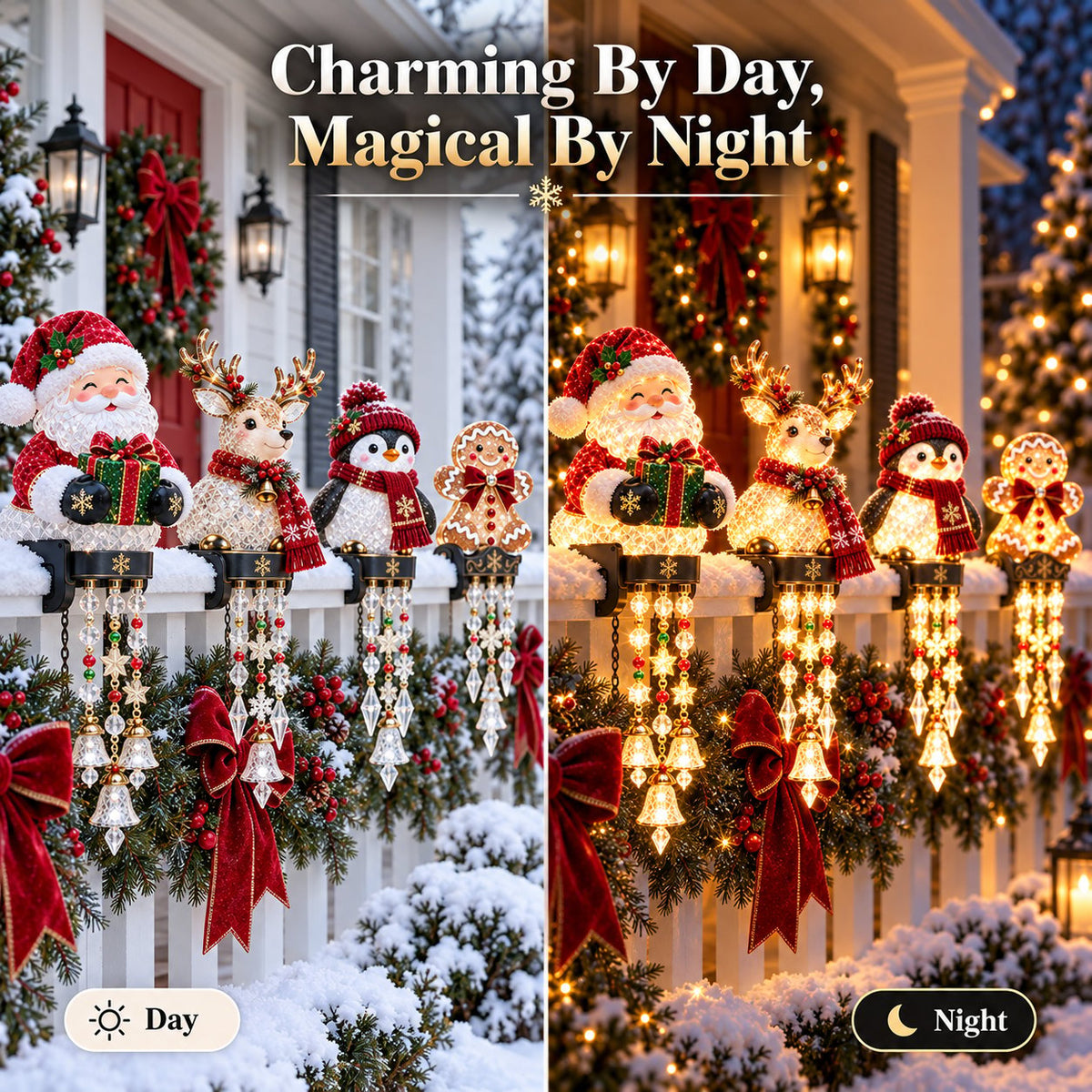 Jexlorani® Christmas Porch Railing Lights