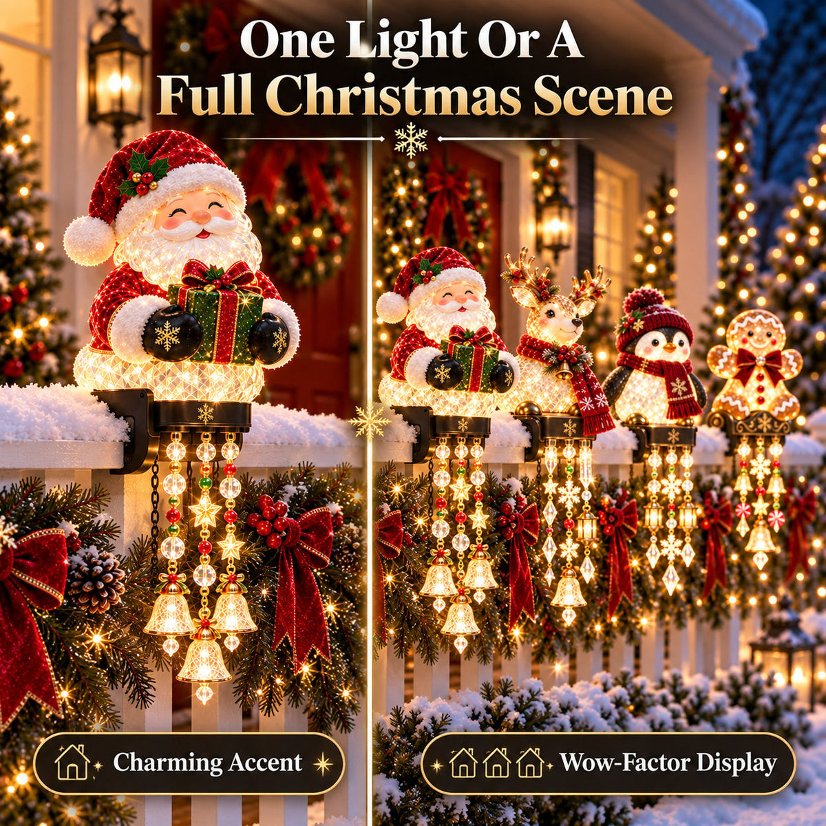 Jexlorani® Christmas Porch Railing Lights