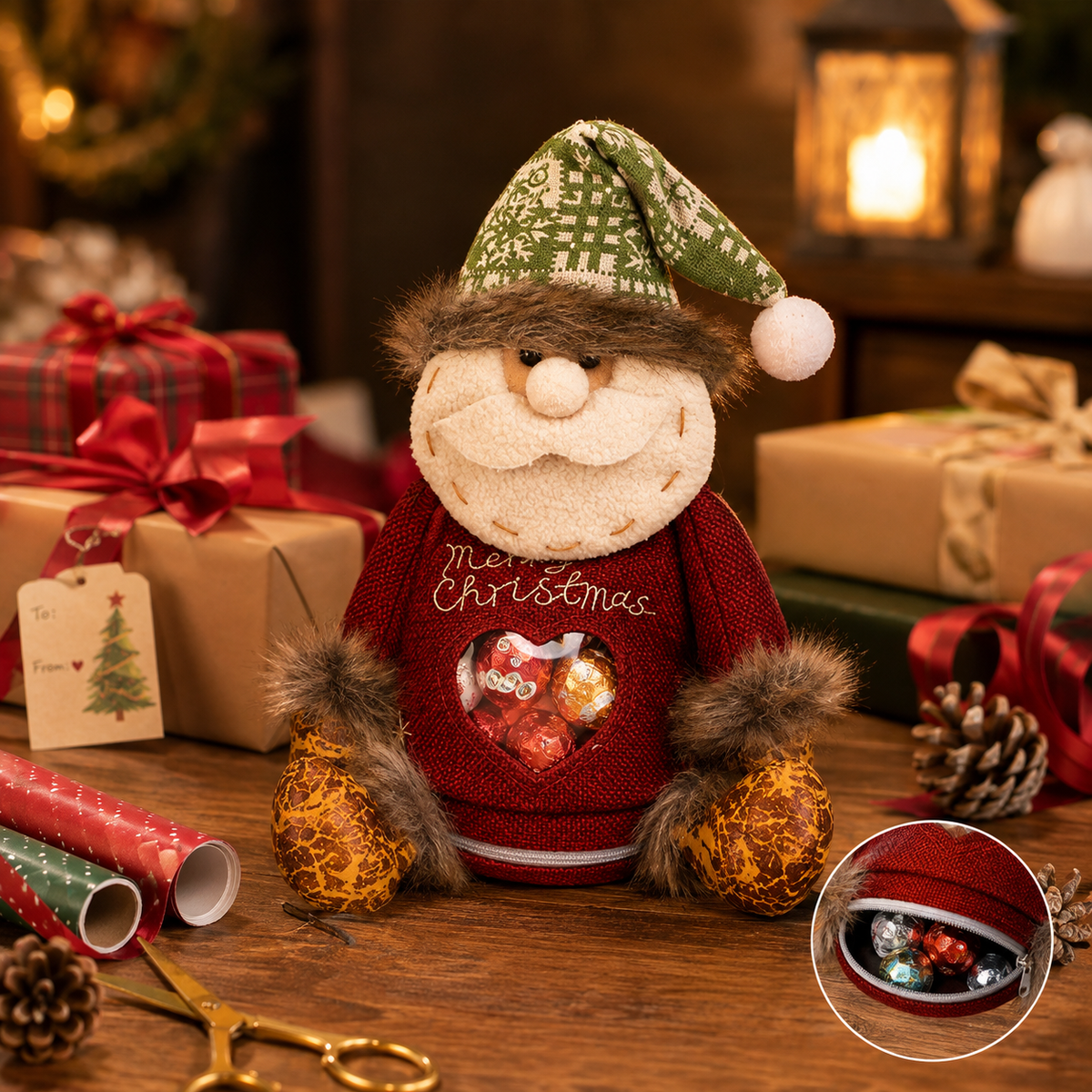 🎉🎅 Jexlorani® Heart-Window Christmas Treat Pockets with Zipper🎁
