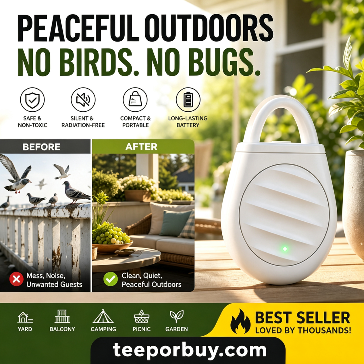 Jexlorani® Portable Ultrasonic Bird Repellent Keychain