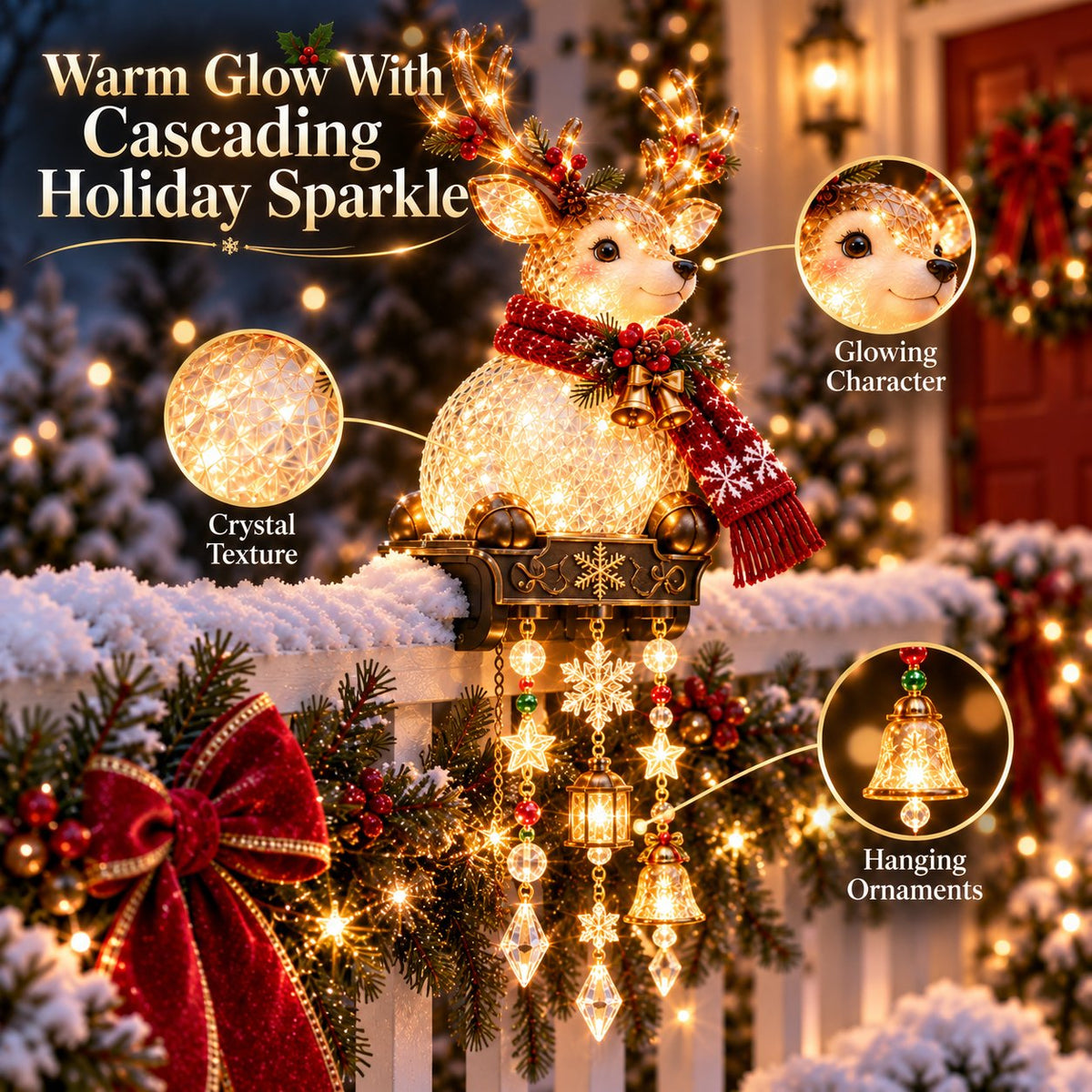 Jexlorani® Christmas Porch Railing Lights