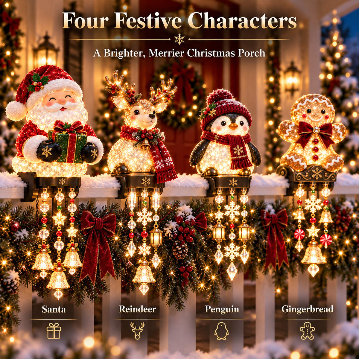 Jexlorani® Christmas Porch Railing Lights