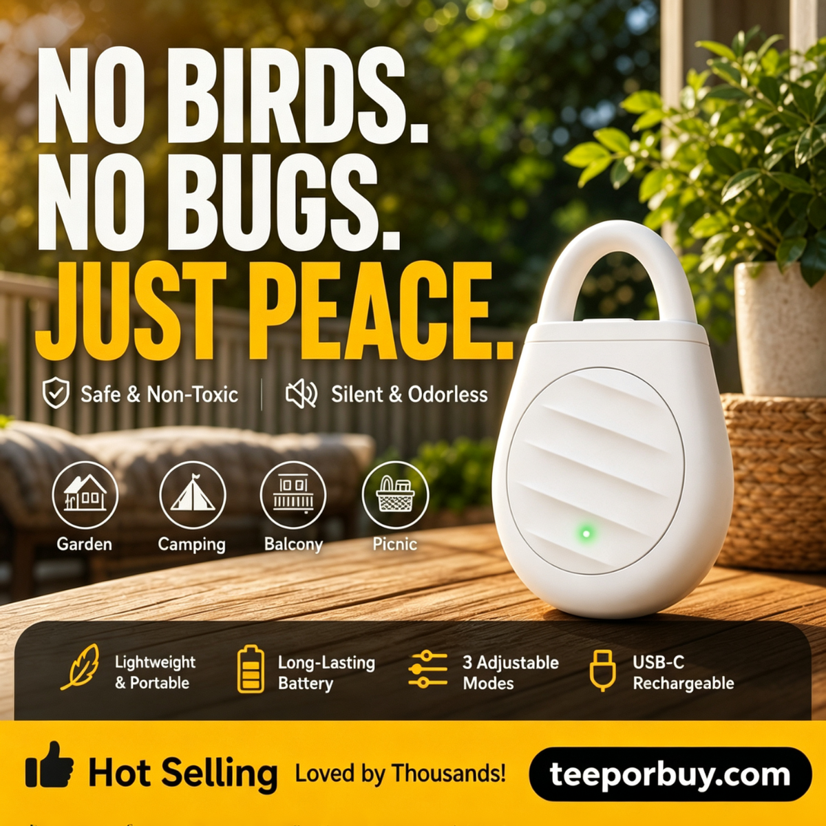 Jexlorani® Portable Ultrasonic Bird Repellent Keychain