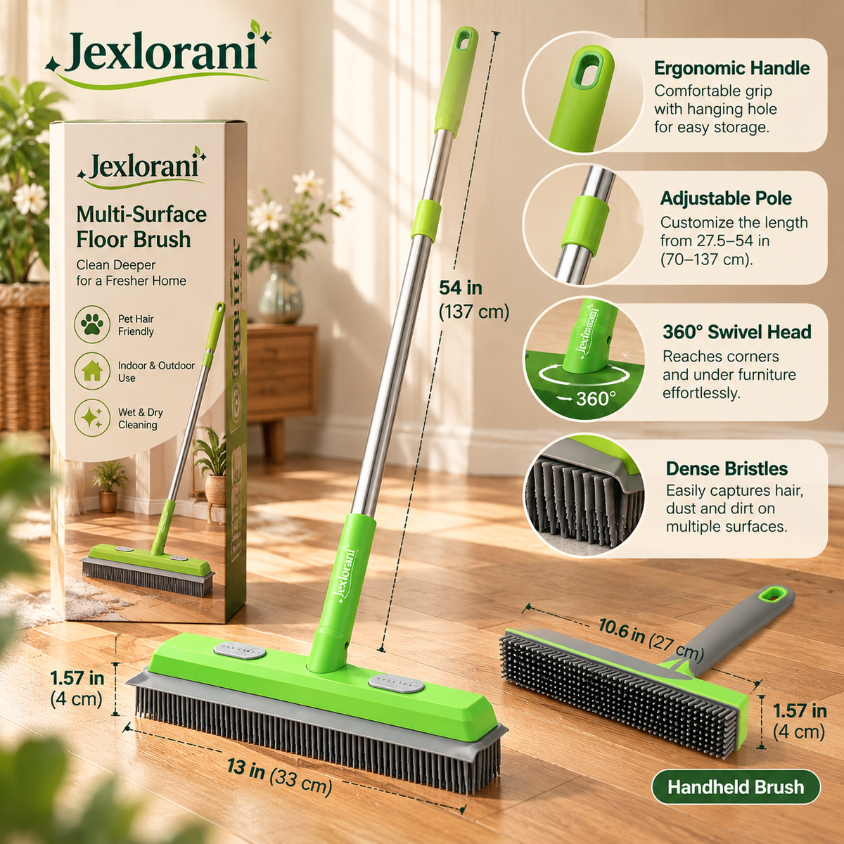 Jexlorani® Multi-Surface Rubber Cleaning Broom
