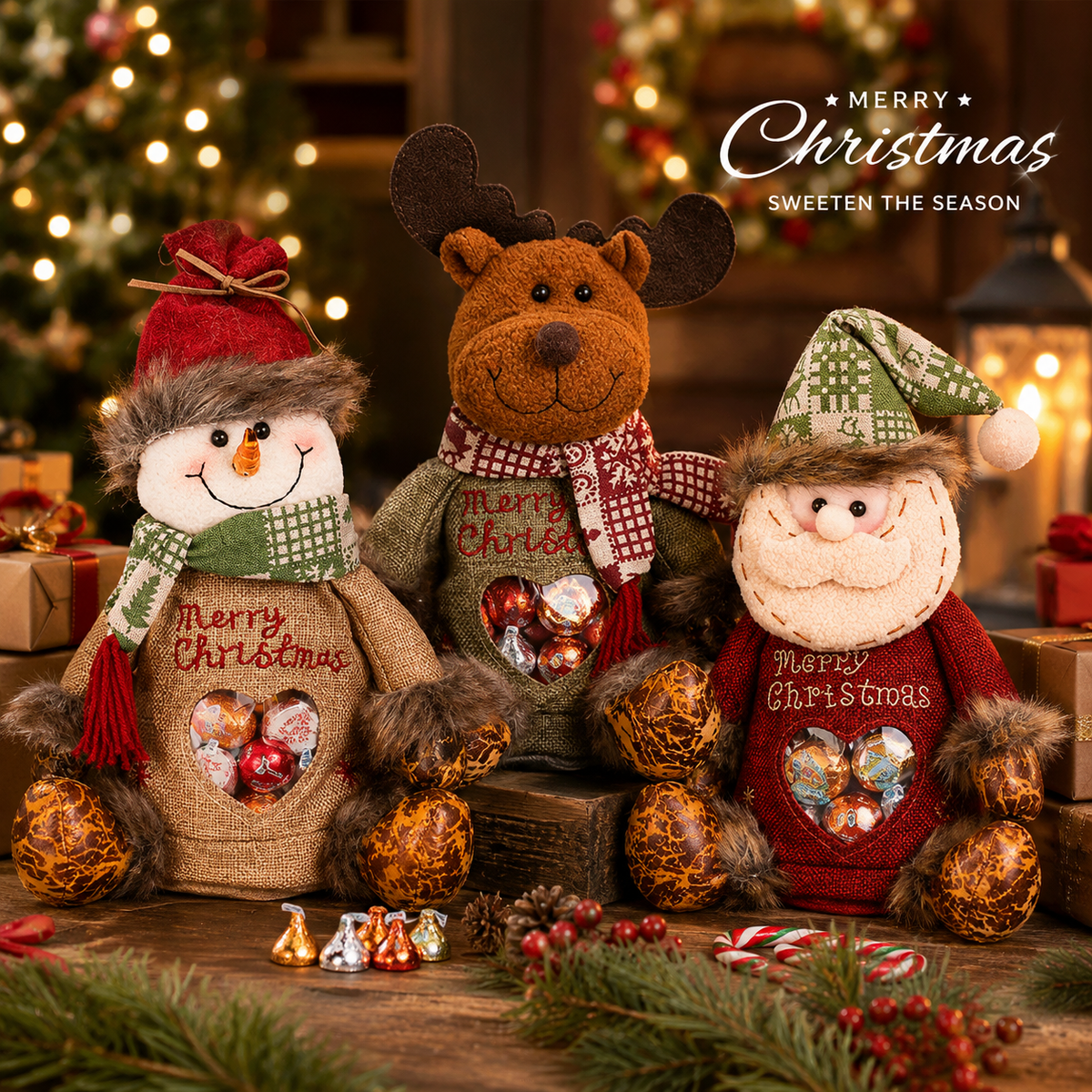 🎉🎅 Jexlorani® Heart-Window Christmas Treat Pockets with Zipper🎁