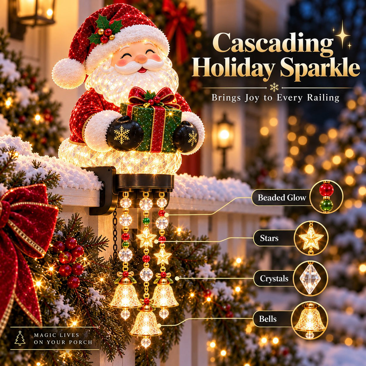 Jexlorani® Christmas Porch Railing Lights