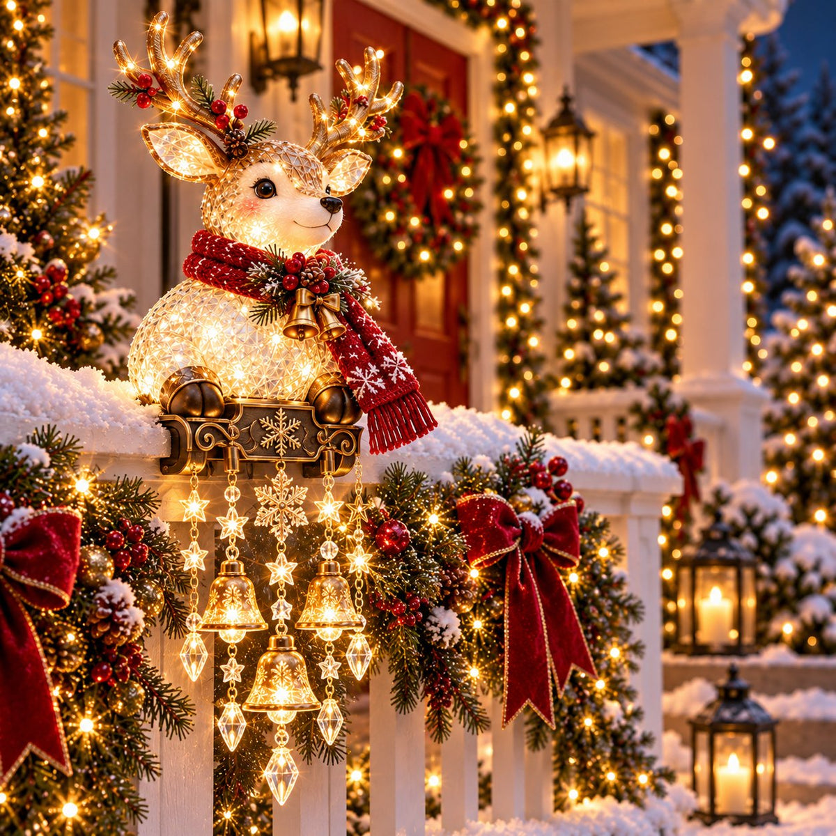 Jexlorani® Christmas Porch Railing Lights